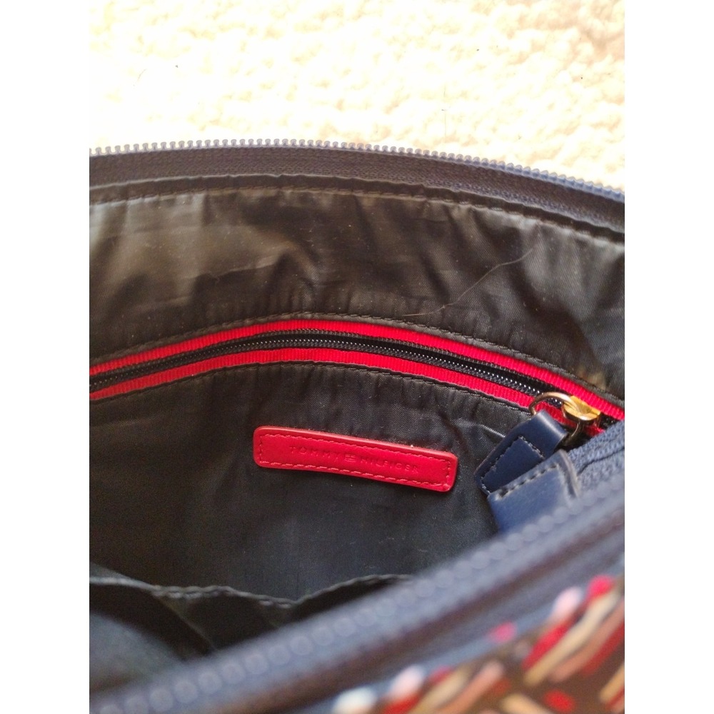 tommy hilfiger‎ Crossbody Bag Woman's Small Navy Red White Monogram Logo Zippers - Picture 6 of 8